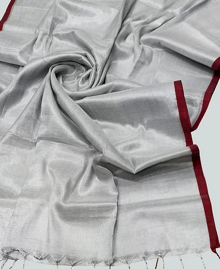 Lightweight Tissue Cotton Saree with Sty...