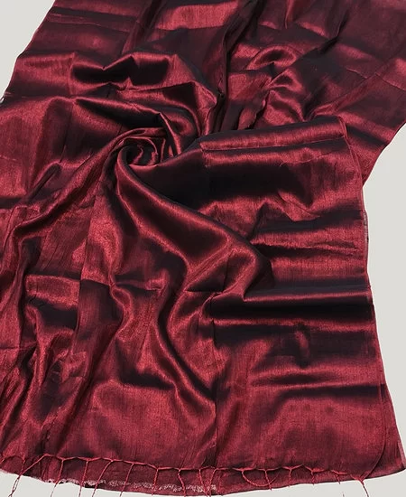 Graceful Tissue Cotton Saree with Blouse Piece for Women Light Maroon
