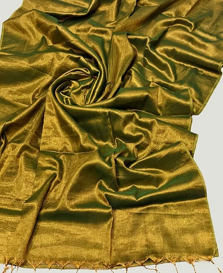 Tissue Cotton Saree Lightweight Elegant Comfort With Blouse Sheen Gold