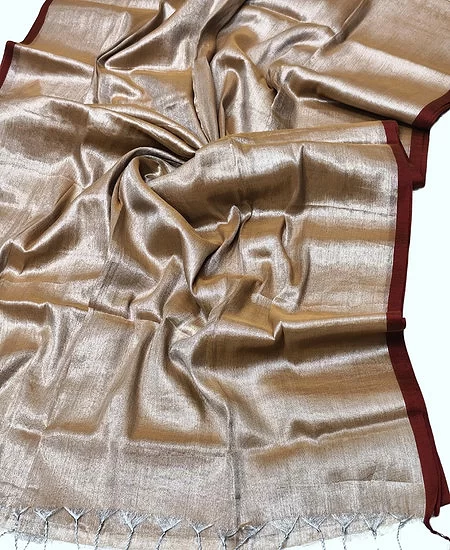 Tissue Cotton Saree with Soft Texture and Graceful Drape Pale Silver