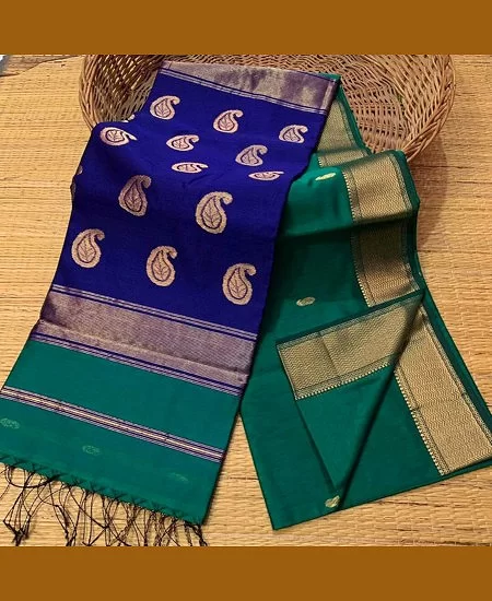 Handloom Maheshwari Saree with Traditional Soft Silk Finish Indigo