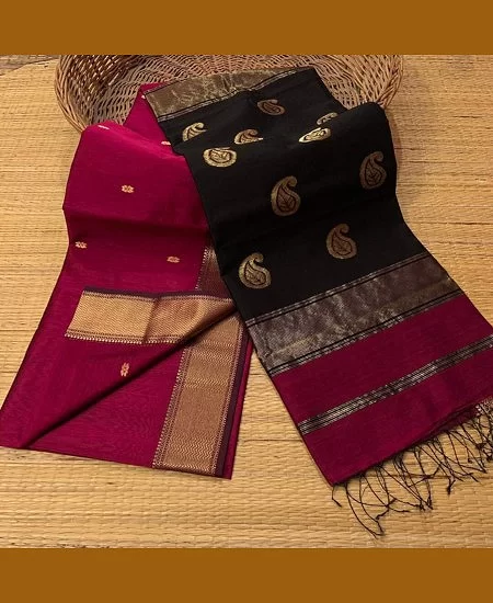 Handloom Maheshwari Saree Soft Cotton Silk Elegant Blouse Piece