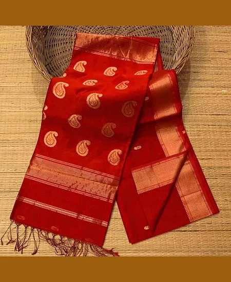 Handloom Maheshwari Saree with Premium Cotton Silk Texture Red
