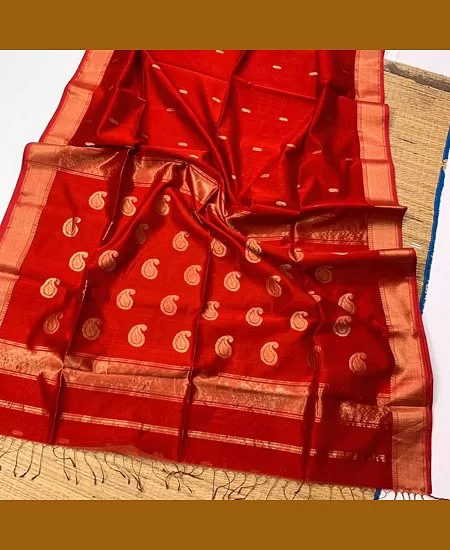 Handloom Maheshwari Saree with Premium Cotton Silk Texture Red