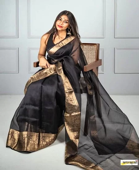 Pure Organza Banarasi Silk Saree with Elegant Banarasi Weave Green