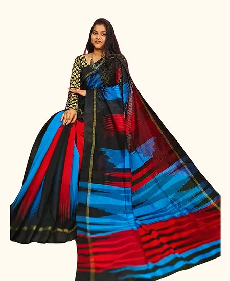 Handloom Cotton Silk Ikkat Saree Elegant...