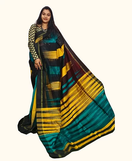 Handloom Cotton Silk Ikkat Saree with Cl...