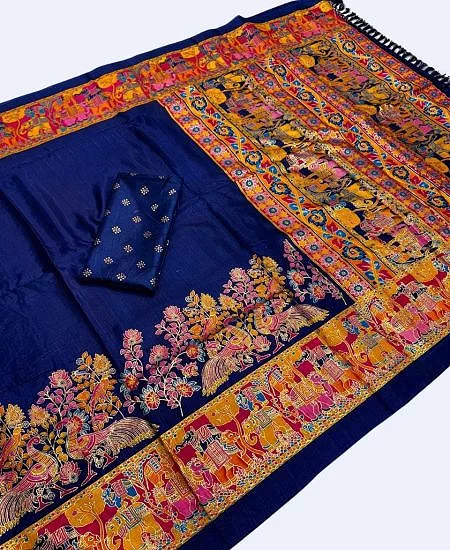 Premium Dola Silk Saree with Elegant Gol...