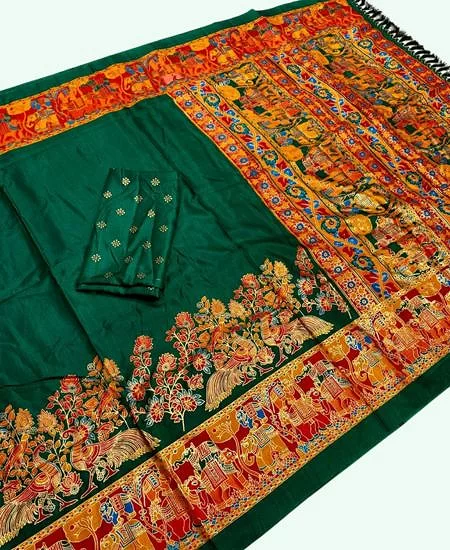 Premium Dola Silk Saree Rich Golden Print Soft Elegance