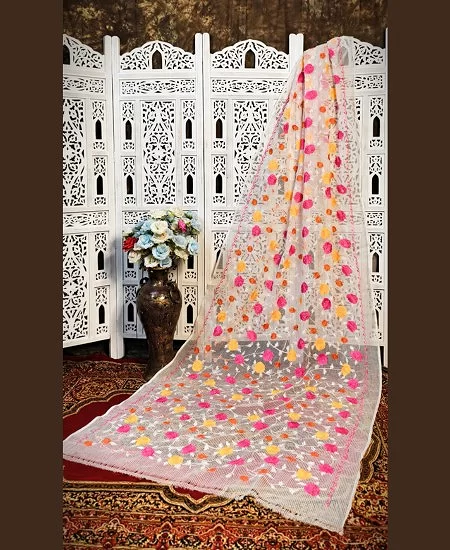 Resham Kota Embroidered Saree with Lightweight Elegance Light Pink