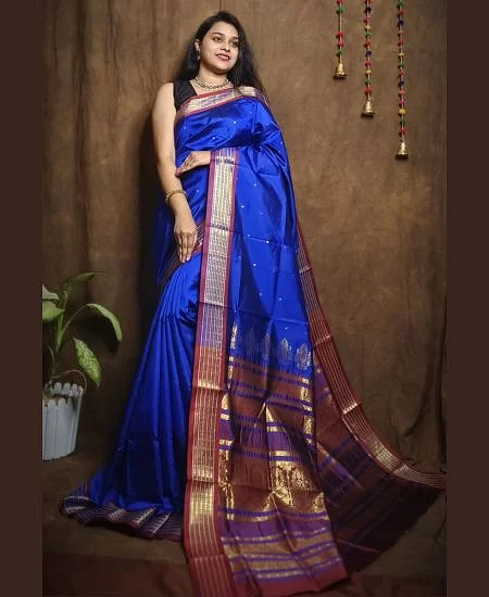 Bomkai Silk Saree with Traditional Weave & Blouse