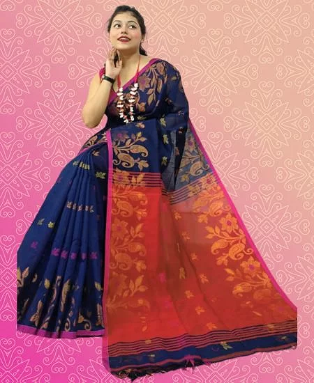 Cotton Silk Handloom Saree with Elegant Zari Work