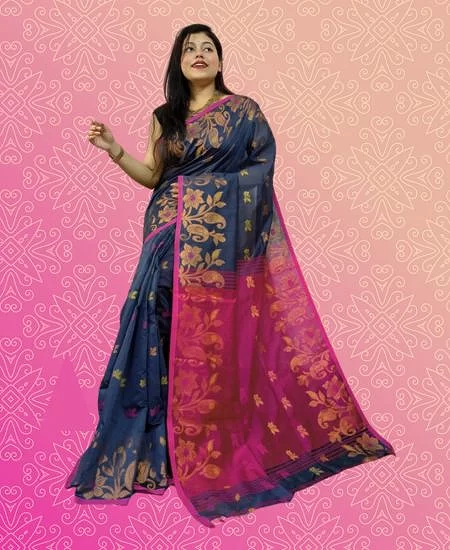 Cotton Silk Handloom Saree with Elegant...