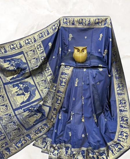 Dual Tone Bishnupuri Baluchari Silk Saree Pure Silk Grace