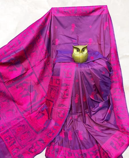 Elegant Bishnupuri Baluchari Silk Saree with Blouse