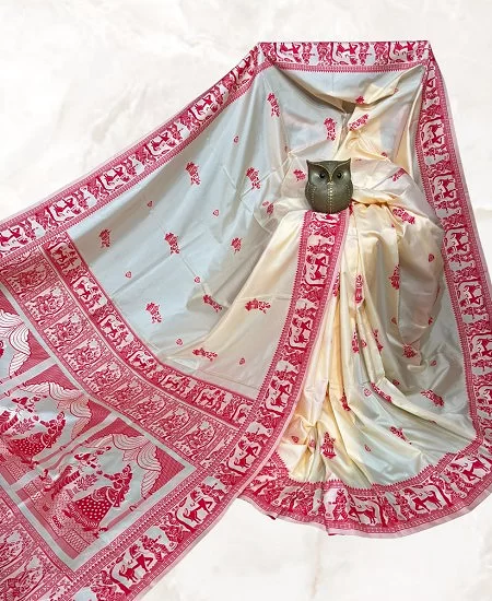 Traditional Dual Tone Baluchari Silk Sar...