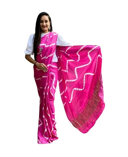 Classic Printed Tassar Tie Dye Bandhani Saree