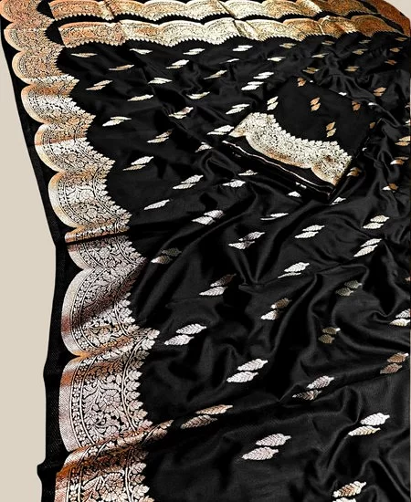 Pure Dual Tone Katan Silk Saree with But...