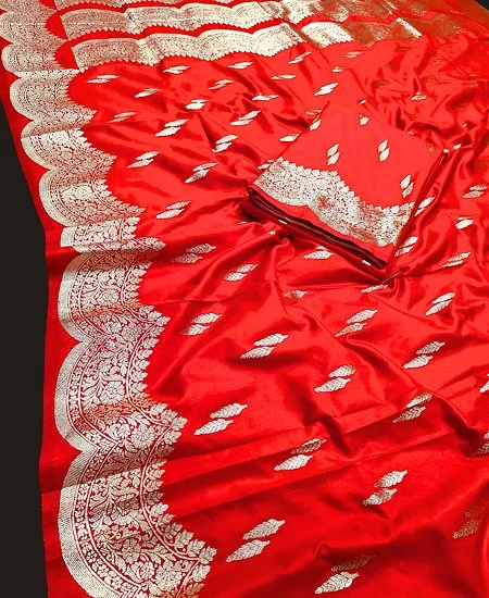 Dual Tone Pure Katan Silk Saree with But...