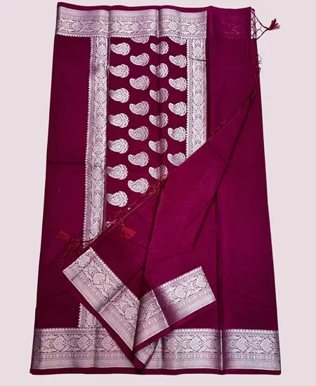 Warm Silk Saree with Full Zari Work and Running Blouse