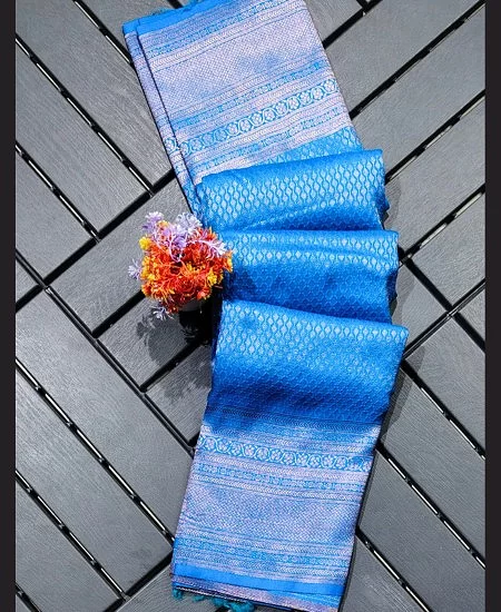 Brocade Bangalore Silk Saree with Zari Border & Blouse