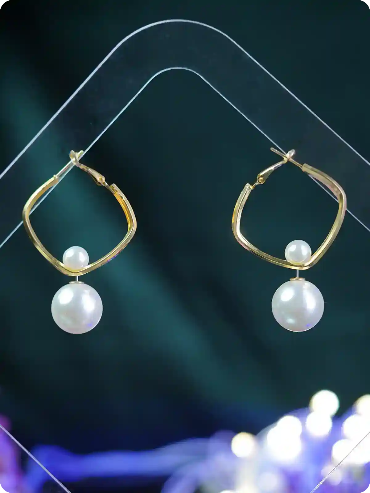 Elegant Pearl Drop Gold Plated Hoop Earrings