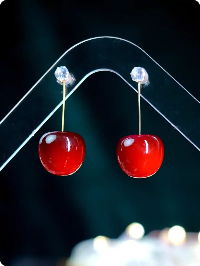 Dangle in Style: Cherry Drop Dangle Earr...