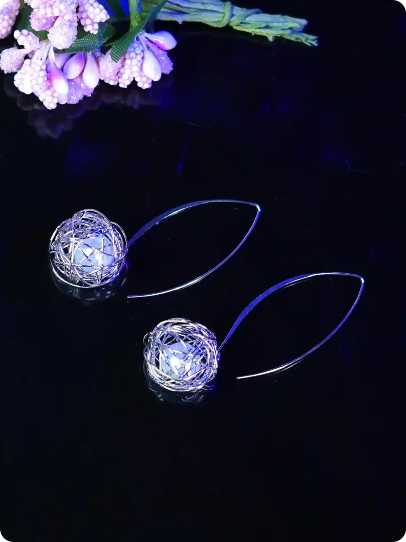 Silver Color Plated Pearl Korean Fancy Long Earring