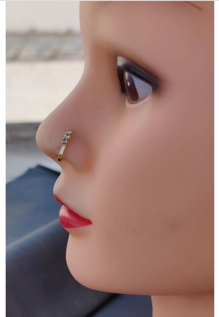 Beautiful Gold Plated Nose Stud Long 3 S...