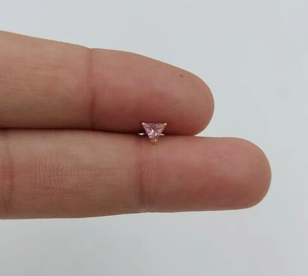 Beautiful Gold Plated Nose Pin CRYTAL STONE THREE TIKONA PINK Wedding Nose Ring Fashion Gift Jewellry PACK OF 1