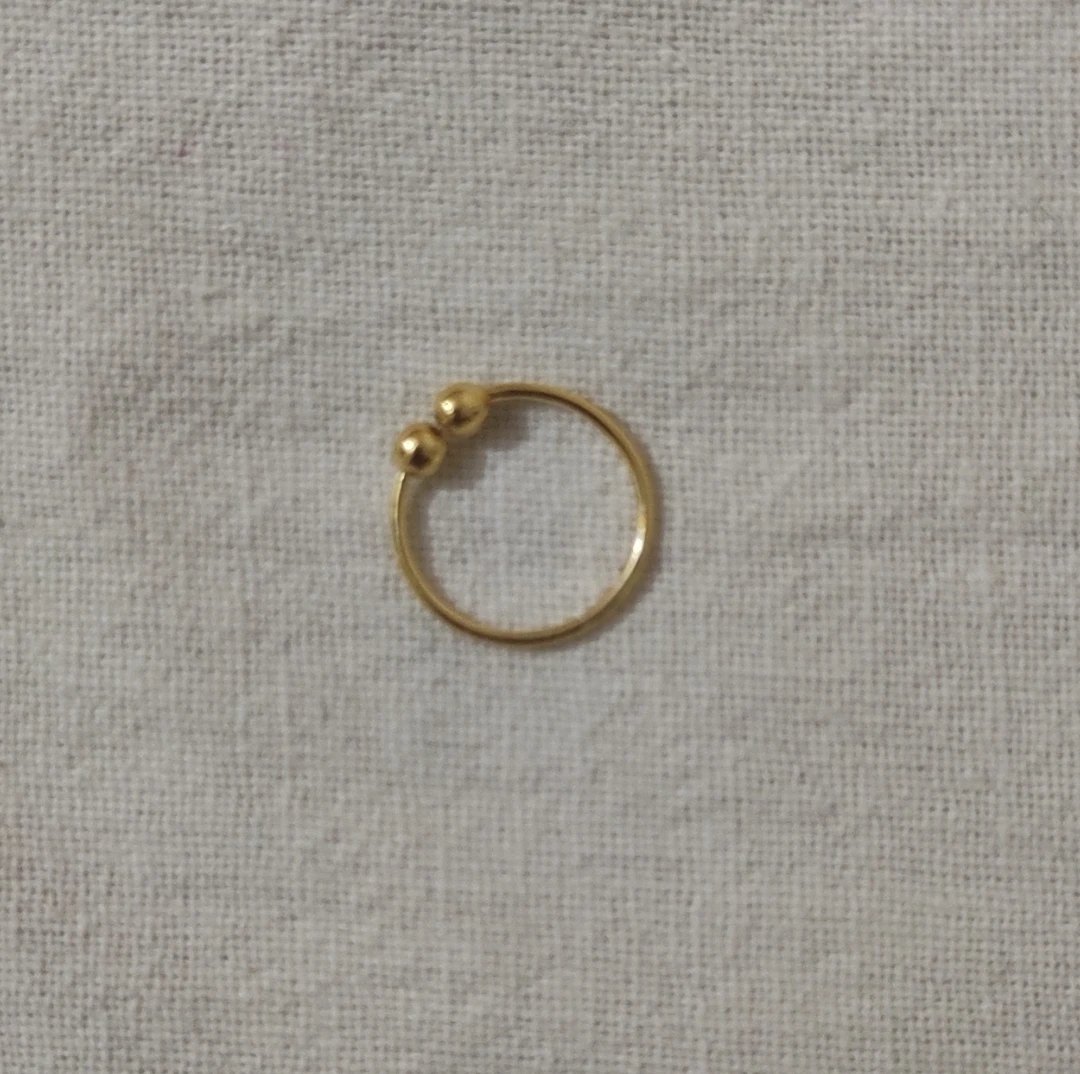 GIRLS Nose RING GOLD BOLL DOUBLE Diamond...
