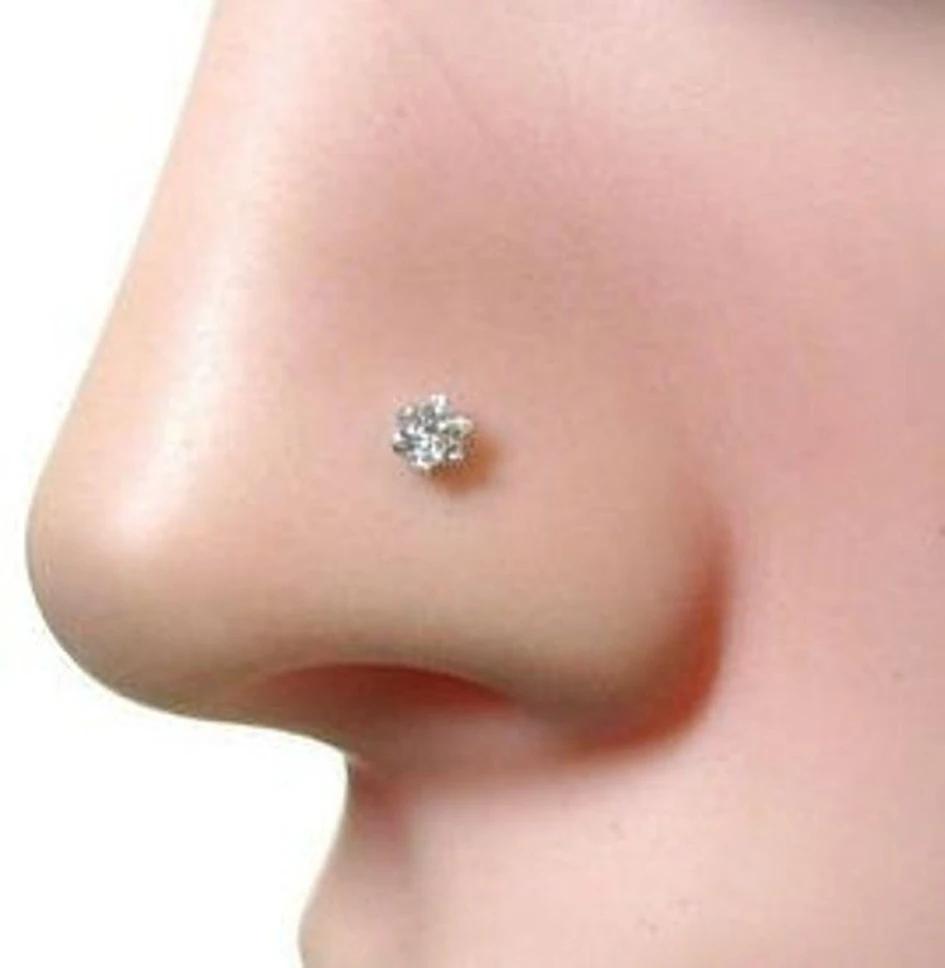White Single Nugget Nose Pin – Elegant E...