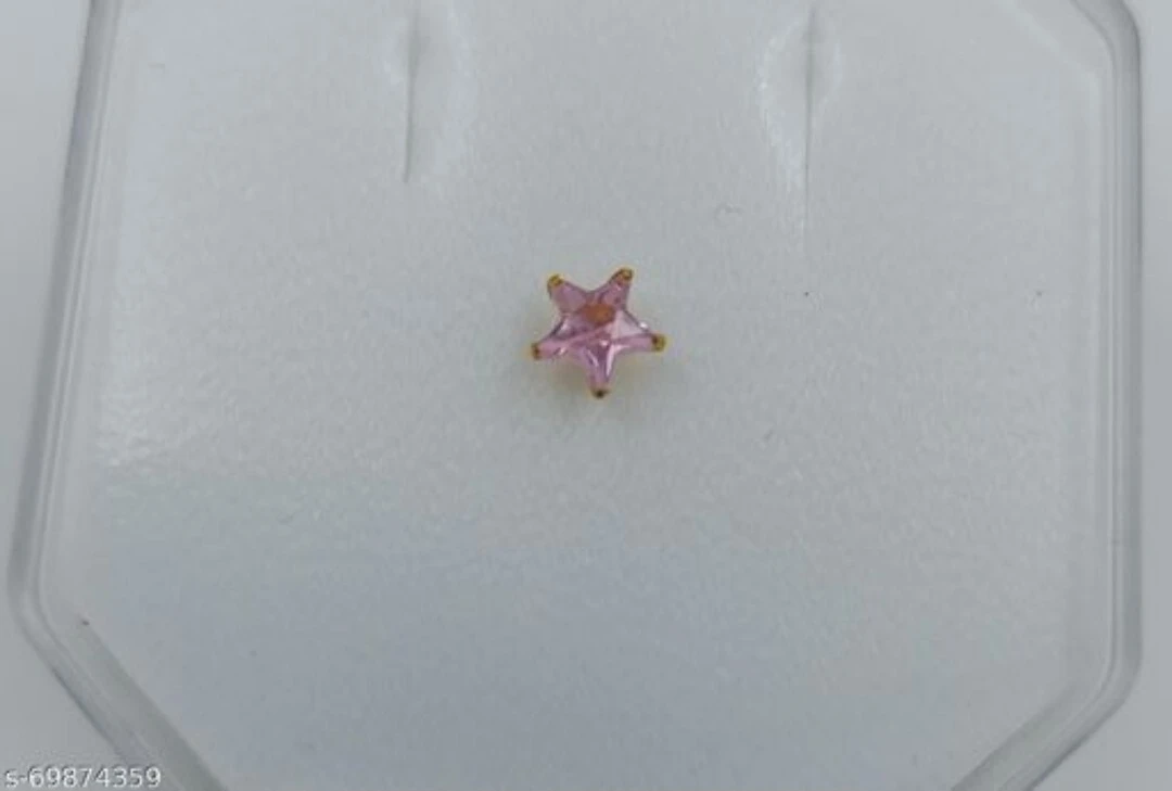 Beautiful Gold Plated Nose Pin CRYTAL STONE FIVE STAR PEACH Wedding Nose Ring Fashion Gift Jewellry PACK OF 1