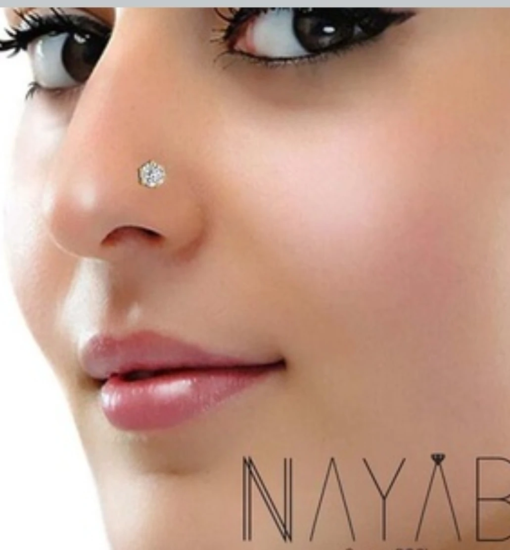 Nose Pin Stone Design silver Nose Pin Stud Diamond Piercing Nose Stud For Women and Girls
