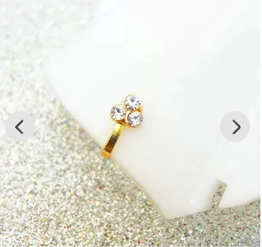 Beautiful Gold Plated Nose Pin U Shape 3...