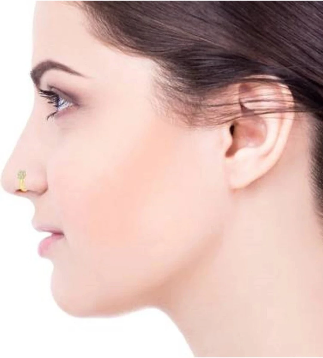 Beautiful Gold Plated Nose Pin U LONG 7...