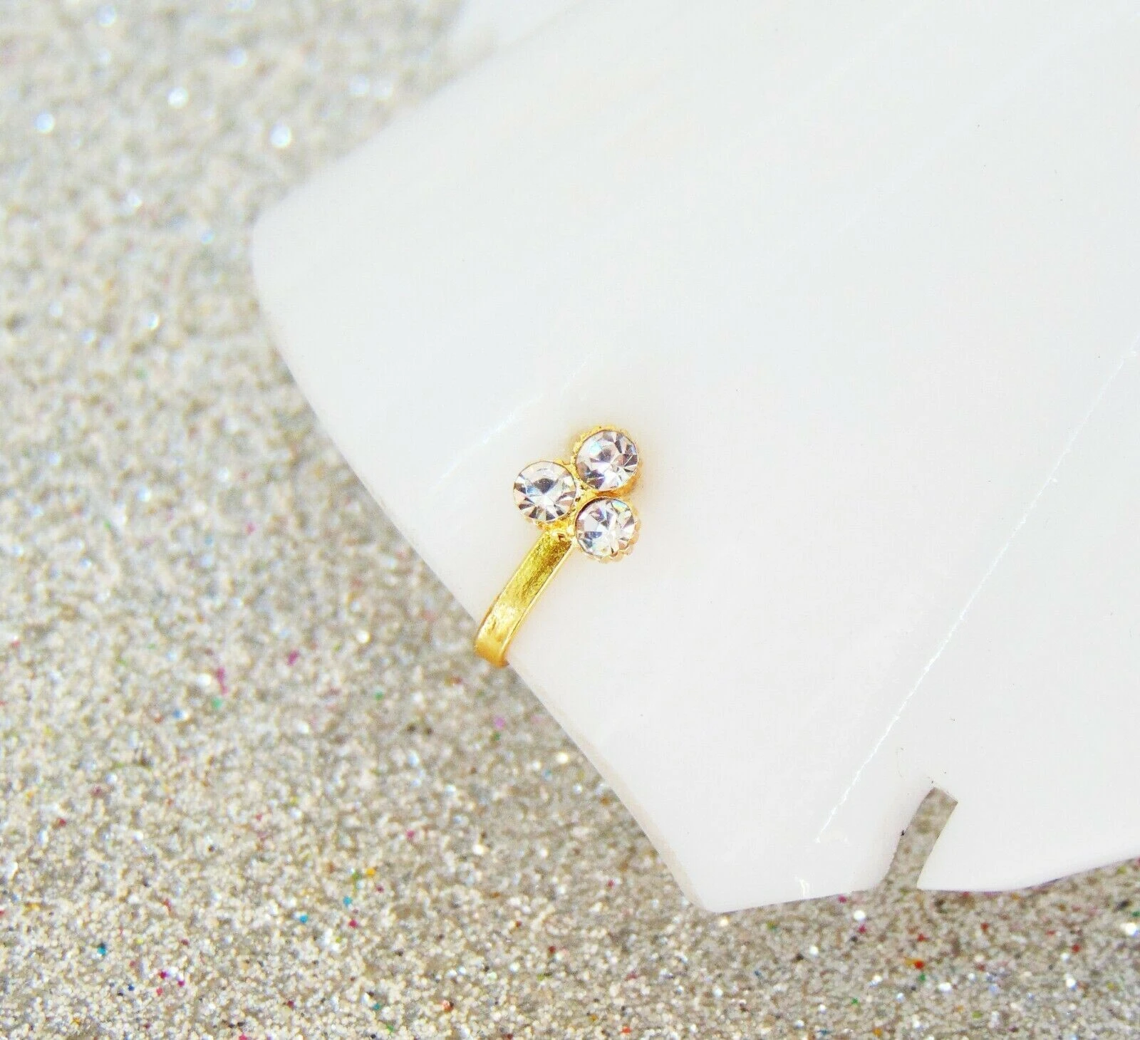 Gold U-Shape Nose Stud with 3 Nuggets –...