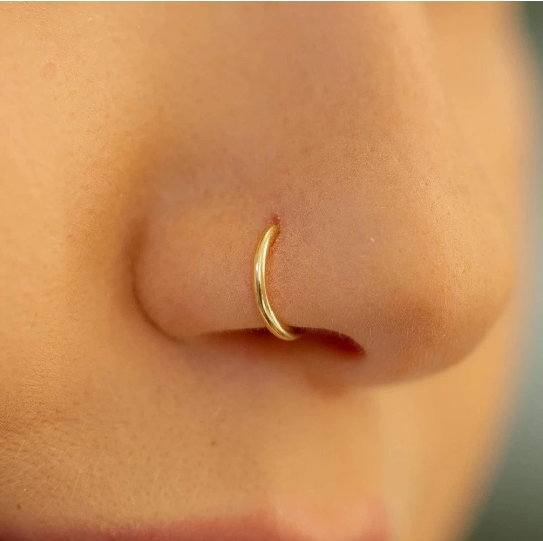 Half Ring Nose Ring with Hanging Beads