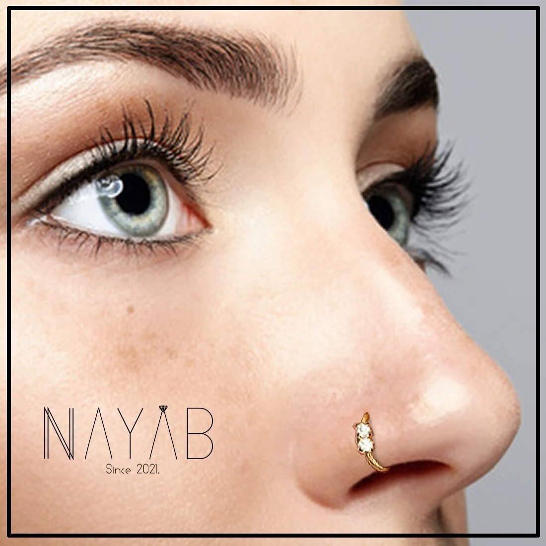 Elegant Nugget Nose Ring – Two Nugget St...