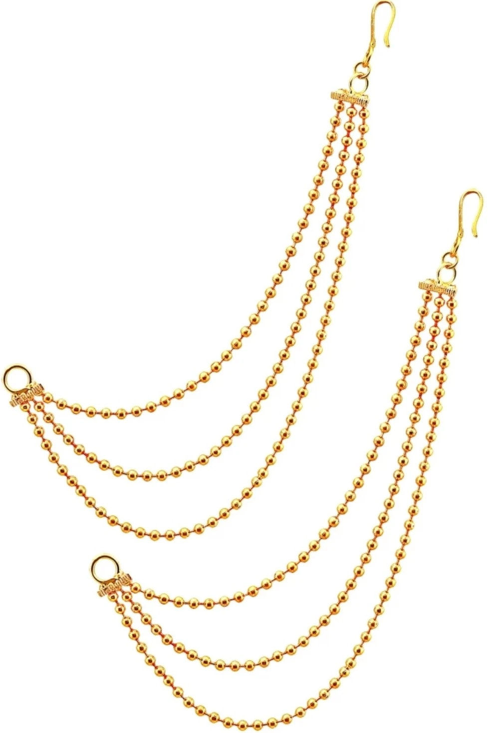 Golden Jhumka Ear Chain Hair Accessory For Girls For Wedding / Fancy Party wear