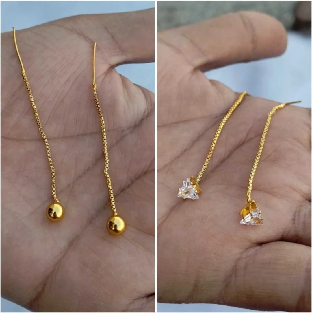 Pack Of 2 Gold Traditional Wear Sui Dhaga Earring For Women & Girls Earring Set