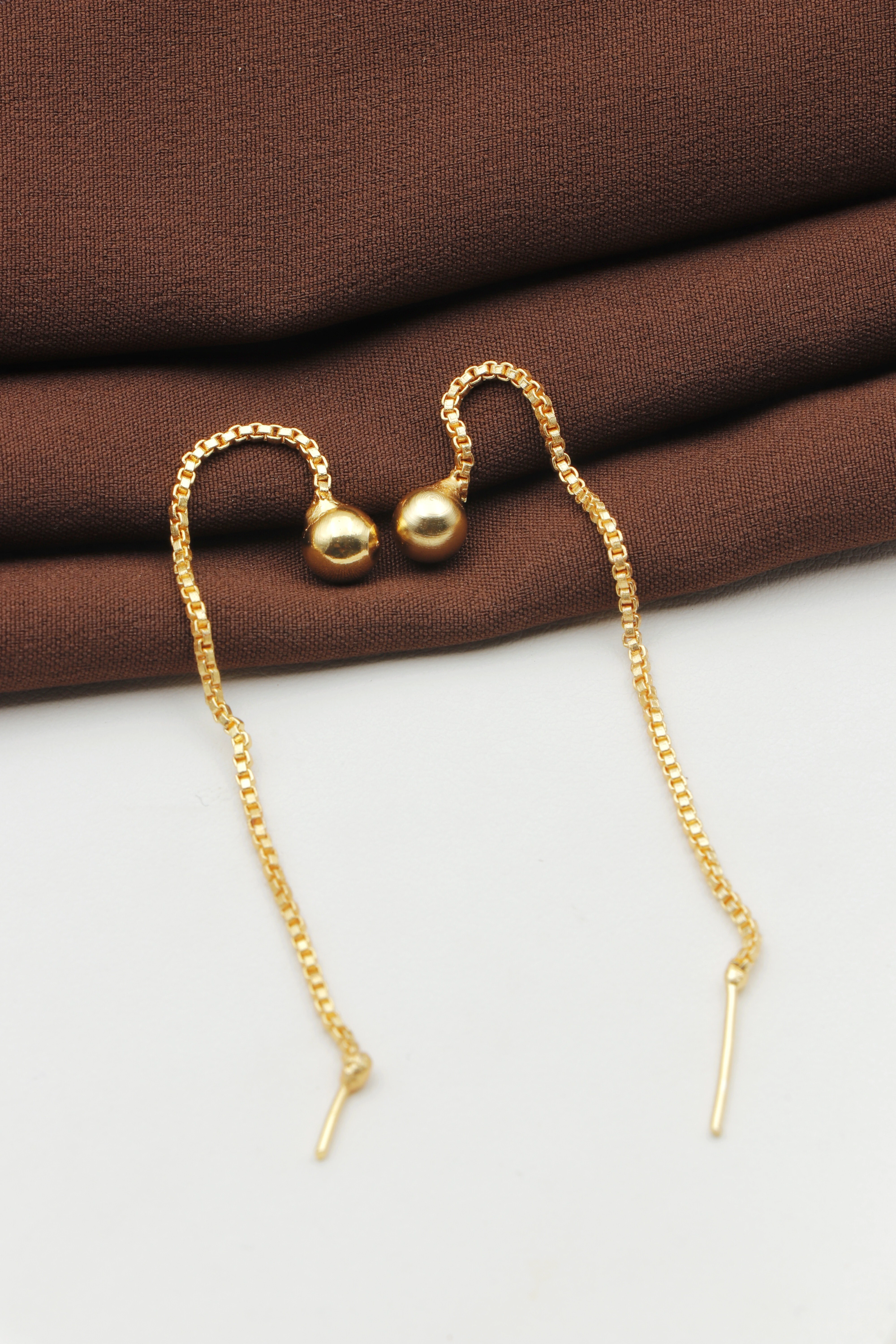 Sui dhaga earring Single Diamond Gold Plated Long Droplets Earrings for Women