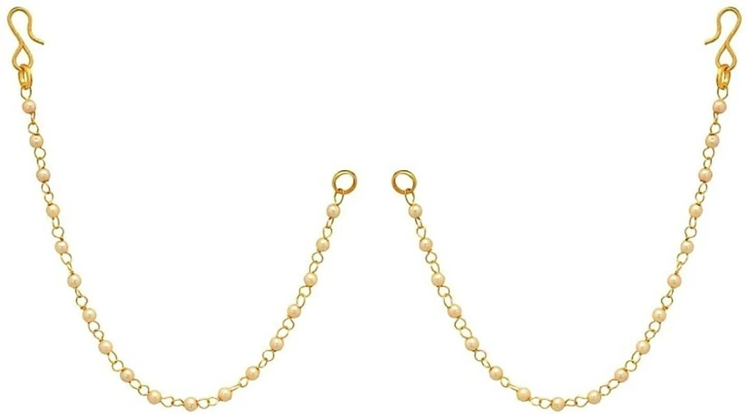 Gold Plated Ear Chain PEARL MOTI Traditi...