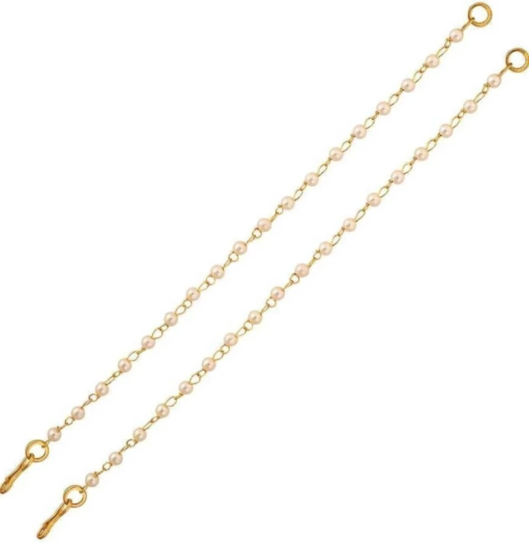 Gold Plated Ear Chain Traditional White pearl Kaan Chain