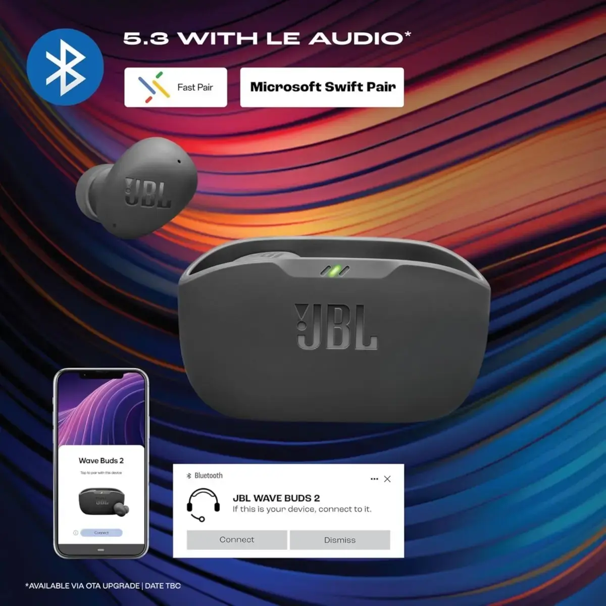 JBL Wave Buds 2 Ear Buds Wireless BluetoothV5.3 | Active Noise Cancellation Ear Buds