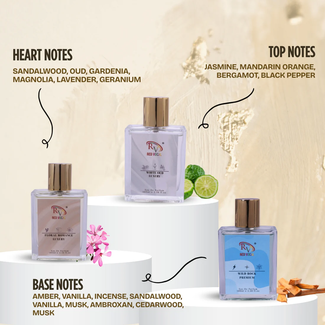 Premium unisex perfume set with White Oud and floral romance