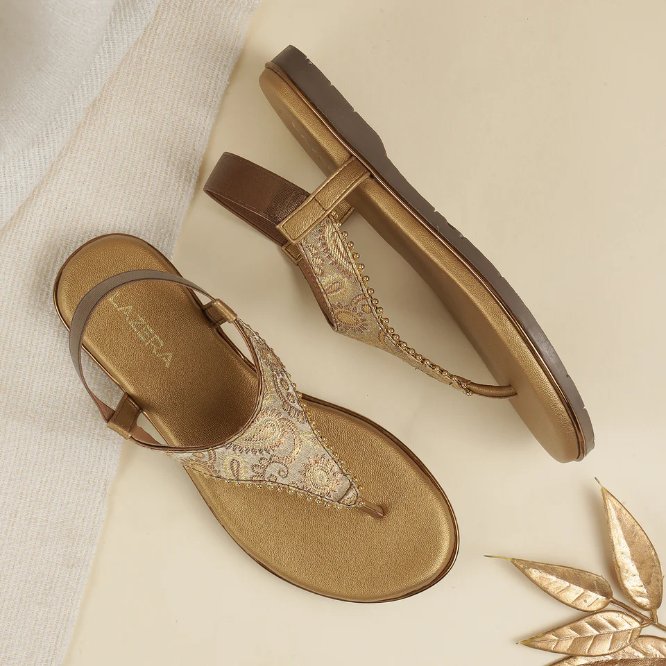Women's Ethnic Brocade Thong Sandals with Slingback
