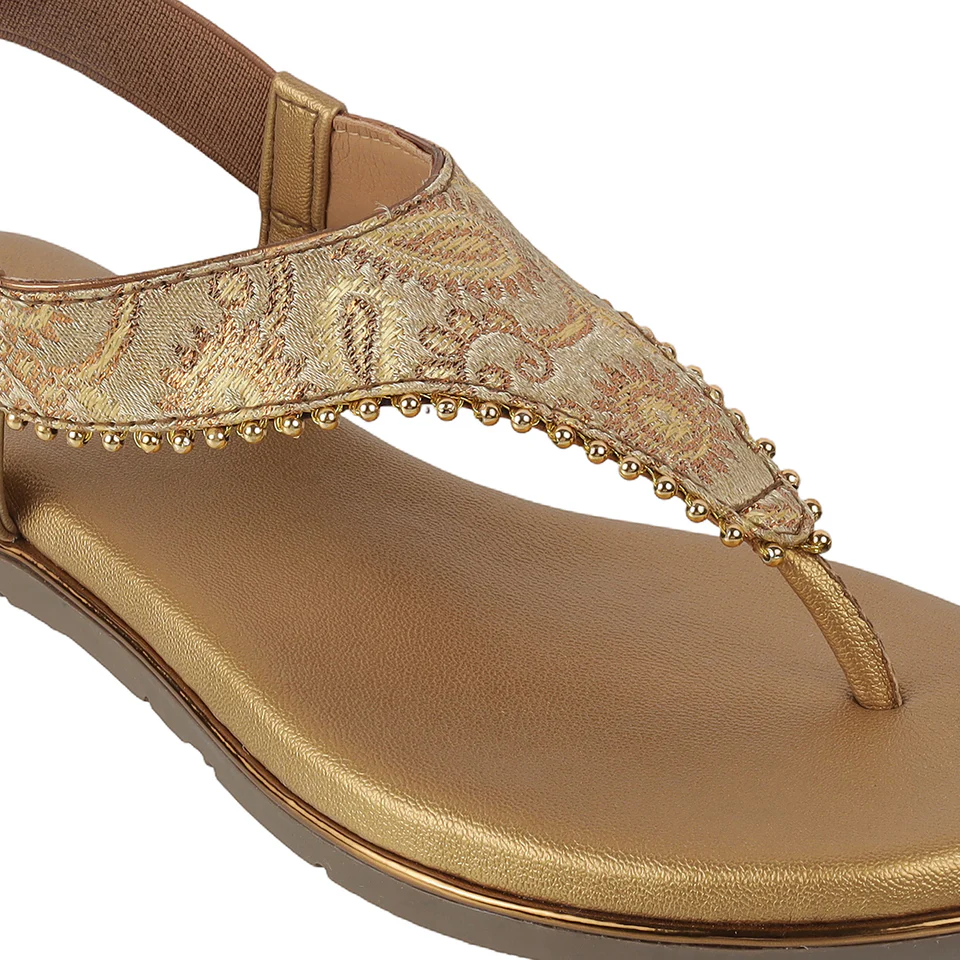 Women's Ethnic Brocade Thong Sandals with Slingback