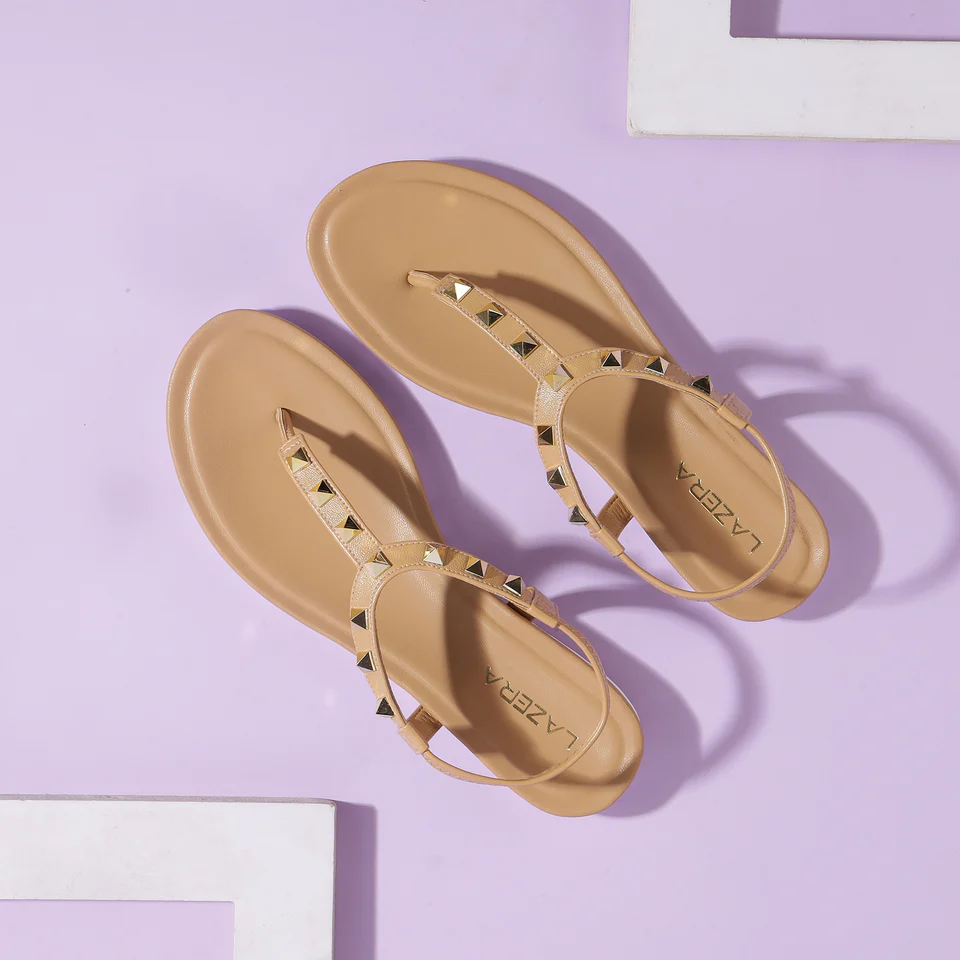 Women's Studded T-Strap Flats