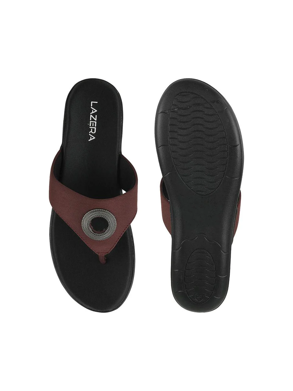 Comfort Toe-Ring Flats with Embellished Accent